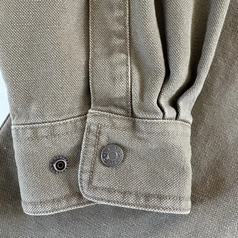 Vtg L.L. Bean Duck Canvas Chore Barn Shirt Jacket Tan Men’s Large Flannel Lined